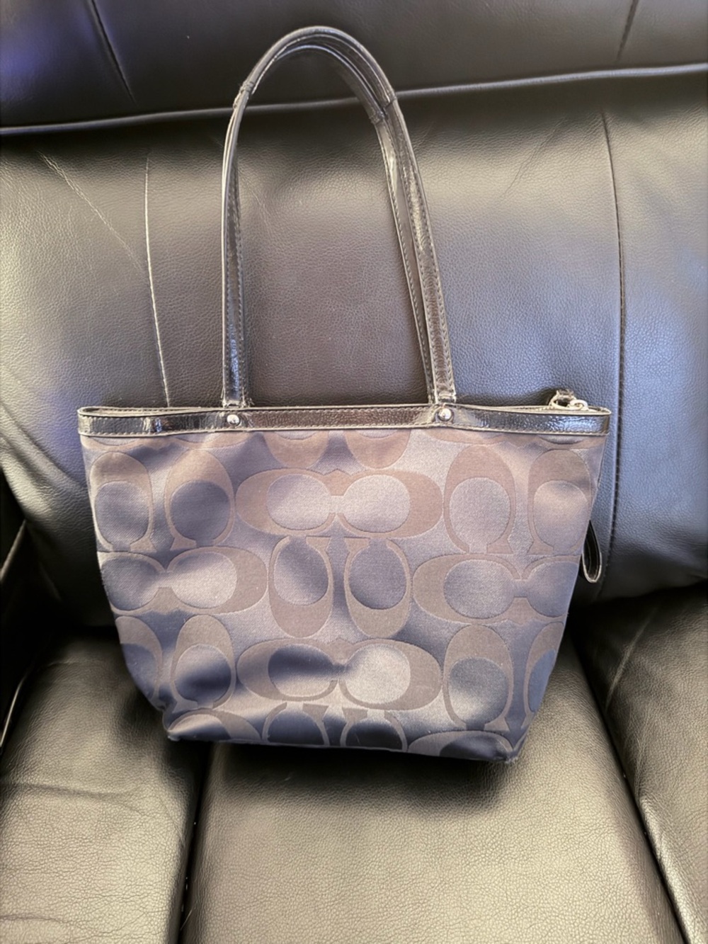 Coach Black Signature Tote with Purple and Pink Accents - Picture 7 of 8